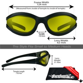 Bikershades Motorcycle Night Riding Yellow Lens Safety Glasses Foam Padded Men Women Wind Dust Proof