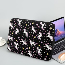 Nittanovaca Horse Printed Computer Bags for Laptops Girls, Heart Pattern Computer Carrying Cover Portable Laptop Case Bag, 15 Inch Shockproof Laptop Bag Neoprene Computer Briefcase