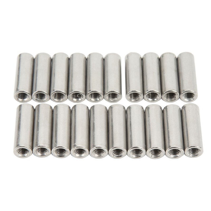 20Pcs M6 Female Thread Coupling Nut Practical Rustproof Stainless Steel