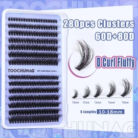 Fluffy Lash Clusters 60D+80D Thick Eyelash Clusters D Curl Wispy Individual Lashes 10-18mm Cluster Eyelash
