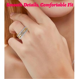 T TAKONE Ring Stack Women's Silver - Stackable Copper Finger Ring Set, Gold Plated & Waterproof, Hypoallergenic, Size 7-9, Copper, Cubic Zirconia