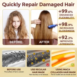 Collagen Hair Mask with Peruvian Ginseng, Avocado Oil, Marigold & Chamomile - Deep Repair Treatment for Dry, Damaged Hair - Restores Shine, Hydration & Strength - Suitable for All Hair Types 220g