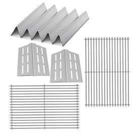 Htanch 7524 Grill Grates with 17.5 inch flavorizer bar and Heat Deflector Replacement for Weber Genesis Grill Parts 300 Series E-310 E-320 E-330 S-310 S-320 S-330 EP-320 ESP-310 ESP-320 Gas Grills