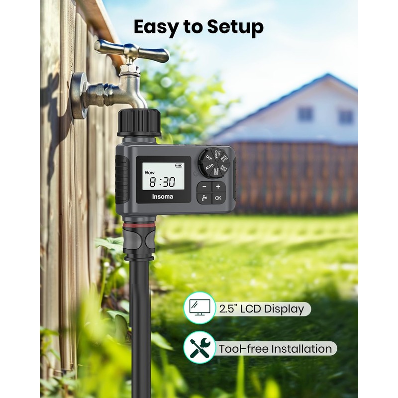 Insoma Outdoor Garden Hose Faucet Timers, Programmable Water Sprinkler Timer