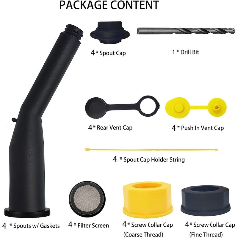 Gas Can Spout Replacement Universal Kit Leakproof Angle Nozzles Gasket