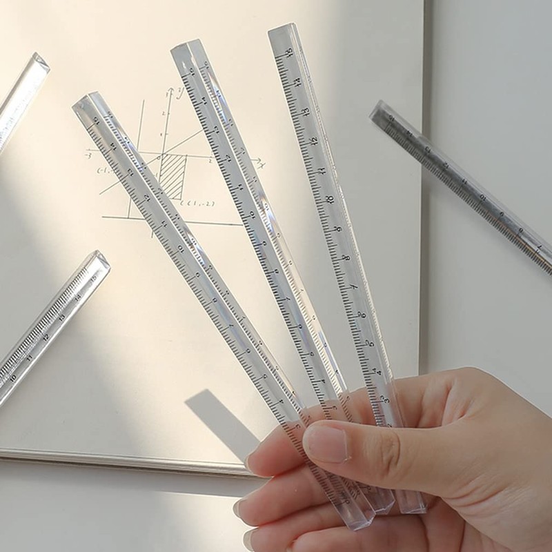 Yisawroy Triangle Ruler Transparent Triangular Prism Ruler Architect Scale Ruler