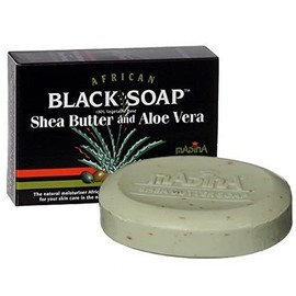 Madina African Black Soap With Shea Butter & Aloe Vera 100% Vegetable Base 3.5 oz (3 Bars)... Iwgl