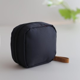 BRMM MIA Makeup Pouch, Makeup Pouch, Vertical Column Bag, Large Capacity, Brush Pocket, Travel, Waterproof, Lightweight, Portable, Cute, Stylish, Makeup Tool, Square black