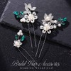 HEREAD Blue Crystal Bride Wedding Hair Pins Silver Flower Bridal