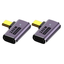 Strhowill 2 Pack USB C 90 Degree Adapter，Type C Right Angle Adapter with 40Gbps PD 240W 8K@60Hz Video Charging,for Phone Laptop and More Type C Devices(Side Bend)