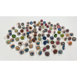 Handmade NEW 100 pcs Large Rings Polymer Clay Adjustable Metal 17 mm Smiley Face Sun Moon