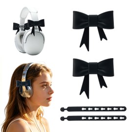 GAICHION Cute Silicone Bow Headphone Accessories, 2 Pack 3D Bow Decor for Headphones & Headsets, Coquettish Gift for Girls Women Gamers Streamers(Black)