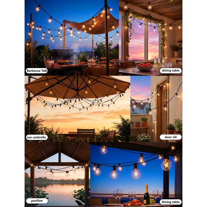 YIHKQDL 50 Pack G40 Replacement Bulbs for Outdoor String Lights,