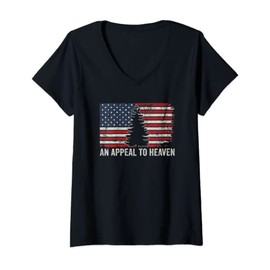 Womens An Appeal To Heaven - American Flag USA Revolution Pine Tree V-Neck T-Shirt
