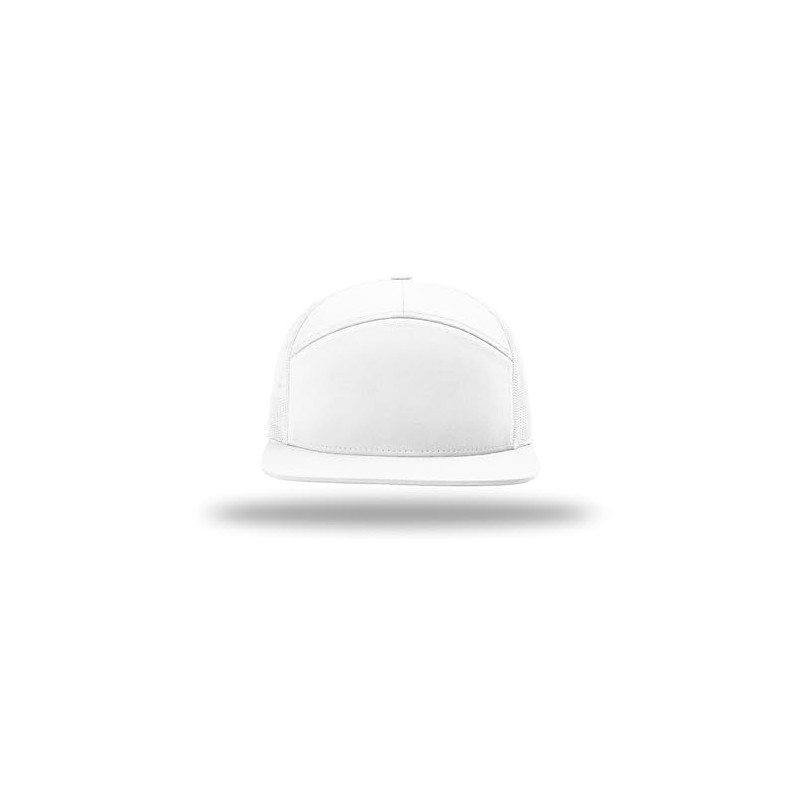 Richardson 168 7-Panel Trucker Hat, Flat Bill Snapback-OSFM-White