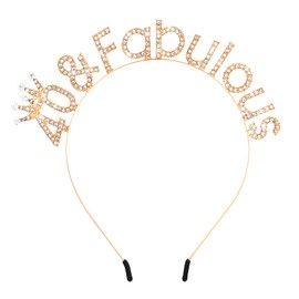 Kifmurase Dekoratives Stirnband zum 40. Geburtstag für Frauen, fabelhafte goldene Krone und Tiara zum 40. Geburtstag mit Strasssteinen, Haarband als Geburtstagsdekoration für Frauen