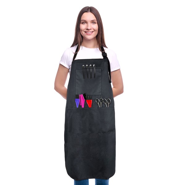 SupplyMaid Ultra-Soft Hair Salon Waterproof Apron with 5 Pockets -