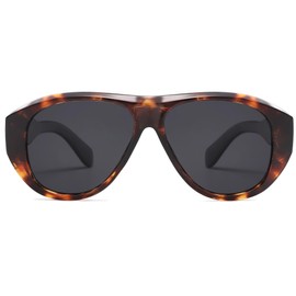 SOJOS Retro Aviator Polarized Sunglasses for Women Men Vintage 70s Style UV Protection Sunnies SJ2328, Dark Tortoise Frame/Grey Lens