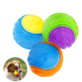 QOTSTEOS 3Pack Squeaky Dog Ball, Interactive Puppy Chew Toys for Large and Medium Sized Dogs, Multipack Pet Balls for Relieving Anxiety and Boredom,Training, Teeth Cleaning, Strong Sturdy