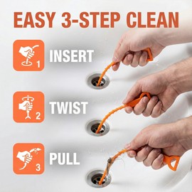 20 Inch Snake Drain Hair Removal Tool,Hair Drain Cleaner Tool, Hair Cather Shower Drain Tool, Drain Auger hair Cleaning Tool for Shower Kitchen Sink Bath Tub Bathroom(6 Pack)