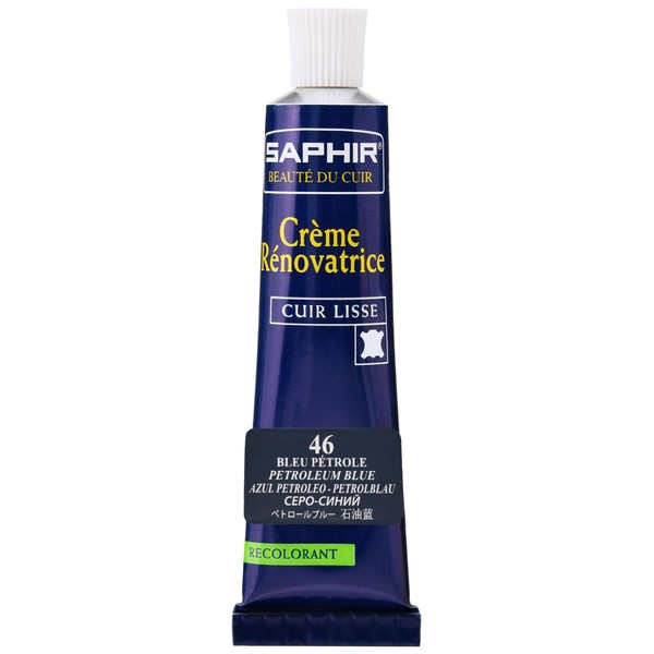 Safir Blue Leather Products, Synthetic Leather Scratches, Renovating, Color Repair, Cream Tube, 0.9 fl oz (25 ml), Shoes, Bag, Jacket, Sofa, Faded Leather, Leather, Coloring, Paint, 46 Petrol Blue
