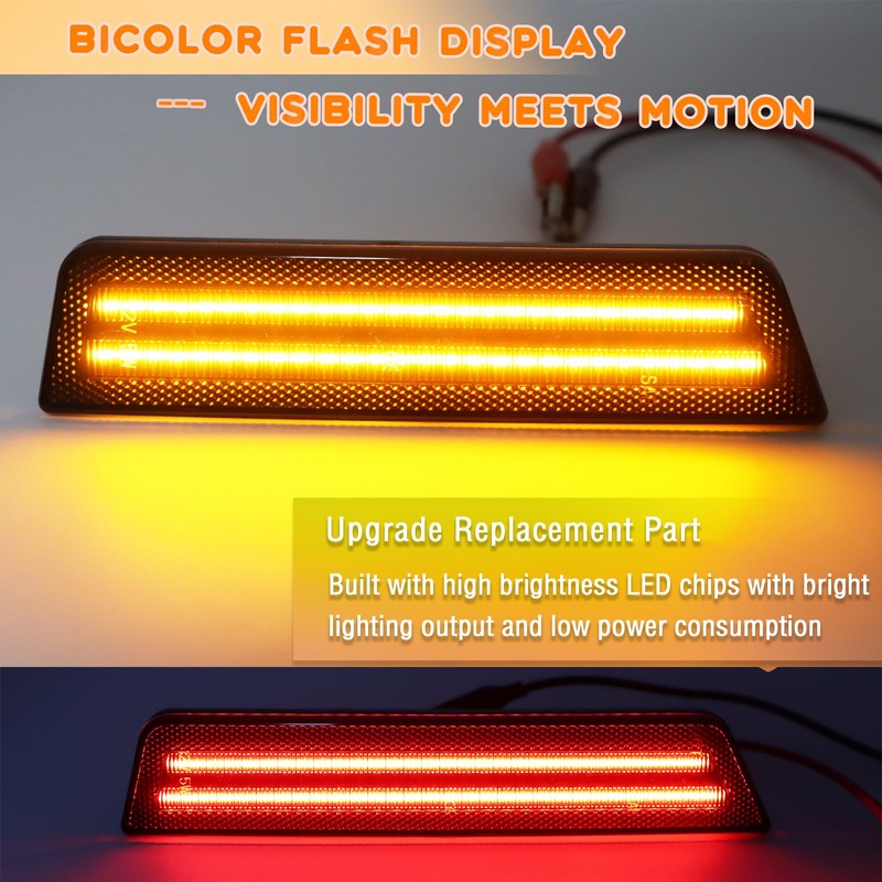 ZDEERAOTO Red LED Front & Rear Fender Side Marker Lights