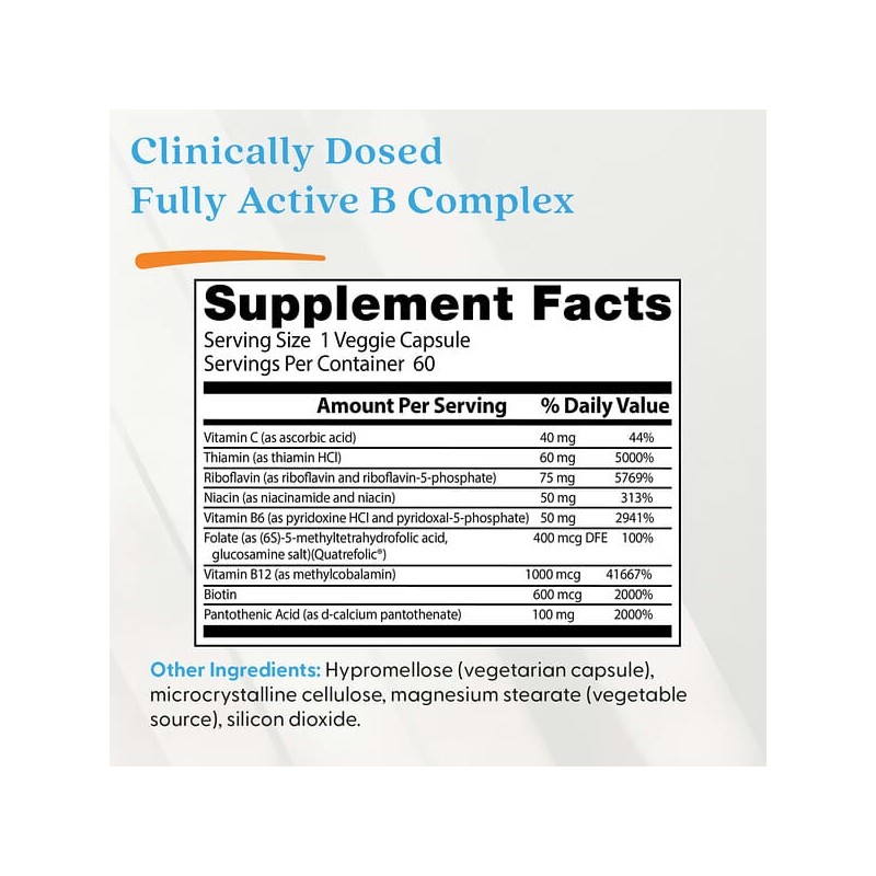 Doctor's Best, Fully Active Complex B, Veg Capsules 60 Tablets