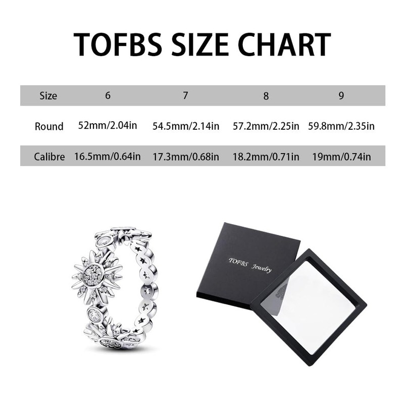 TOFBS Sun and Moon Rings Set 925 Silver Stackable Sky