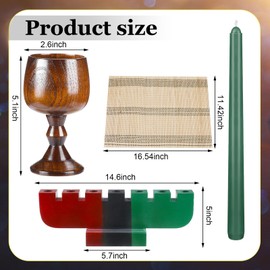 Zubebe 10 Pcs Kwanzaa Kinara Set 3 Red 3 Green 1 Black Kwanzaa Candle Set Kwanzaa Kinara Bamboo Table Mat Kwanzaa Candle Holder Wooden Wine Goblet for Kwanzaa Celebration Decoration (Red Green Black)
