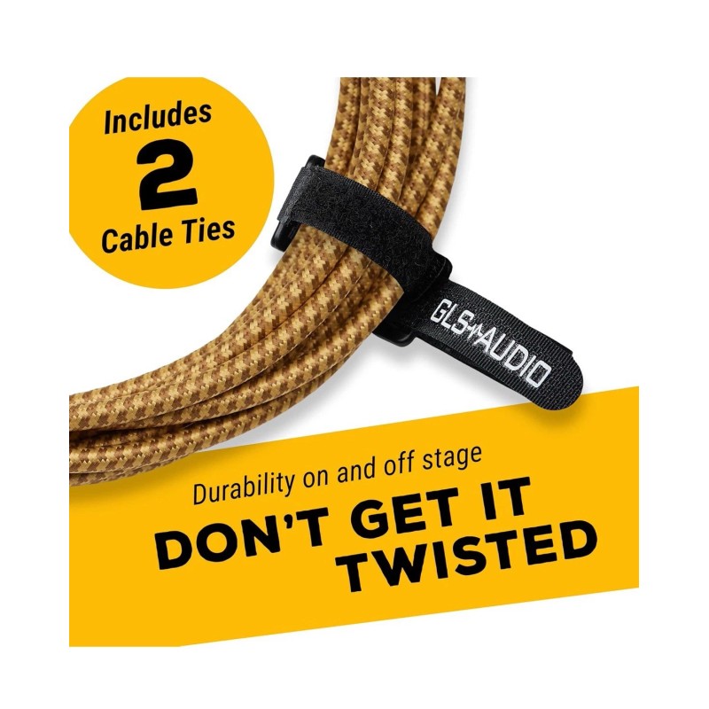GLS Audio (5) GLS Audio 15 ft Instrument Cable, Yellow/Brown