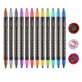 Wax Seal Pen, ANBOSE Wax Pen for Decorating Wax Seal Stamp, Premium Metallic Marker Color Pen for Wedding Wax Envelope Seal, Fit All Wax Seal Beads or Wax Seal Sticks (12 PCS double-ended Wax Pens)