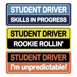 3Pcs Student Driver Magnet Sticker Reflective Magnetic 3 Styles Novice Attention Sign Rectangular Reusable Warning Bumper Magnetic Sticker Colorful for Car