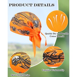 Foaincore 8 Pack Do Rag Skull Caps for Men Sweat Wicking Doo Rags Cooling Helmet Liner Cycling Motorcycle Bandana(Dark Black,Skull Style)