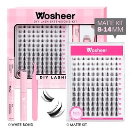 Wosheer Muggy Kit US STOCKING Cat Eye DIY Lash Cluster Kit Lash Bond&Seal Remover Lash Tweezer for DIY Eyelash Extension at Home For Girl Make up Makeup Cosmetic Eyelashes Extensions:_Matte Kit