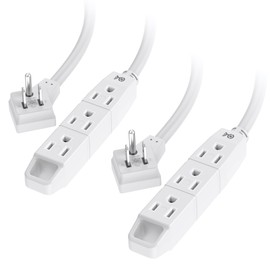 [ETL Listed] Cable Matters 2-Pack 3 Outlet 3 Prong Extension Cord 8 ft with SJT Jacket and Space-Saving Outlet Plug, White (Extension Cord with 3 Prong), 8 Feet
