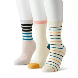 Sonoma Women's Sonoma 3-Pack Color Block & Striped Dress Socks Size 9-11
