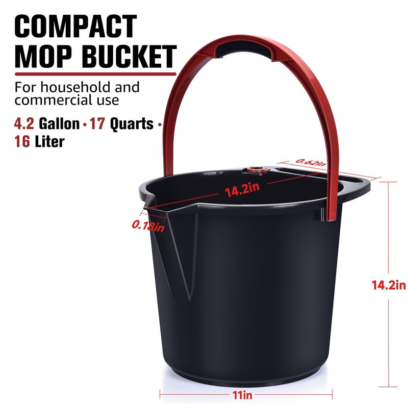 Matthew Cleaning 4.2 Gallon Mop Bucket, Heavy Duty Plastic Cleaning