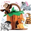 Play22 6-Piece Plush Talking Jungle Animals Set with Carrier for