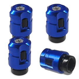 GAOLAOSY 4 PCS Car Tire Valve Stem Caps, Unique Shape Aluminum Alloy Car Wheel Valve Cover, Corrosion Resistant & Leakproof Tyre Air Valve Cap Auto Accessory for Cars, Truck, Bike, Motorcycle (Blue)