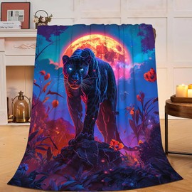 Leopard Blanket Cool Cheetah Fleece Throw Blanket Fuzzy Plush Super Soft Warm Black Leopard Decor Stuffed Animal Blanket Gifts for Boys Girls Kids Adult Men Women 40"x50"