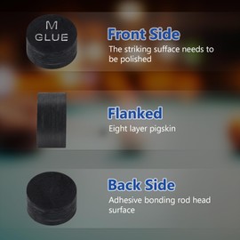 Oztwel 1 Piece Billiards Tip 14mm Pool Cue Tip Pigskin Playing Tip Pool Stick Tips Billiard Set Accessories 8 Layers of Pigskin M Hardness Professional Elasticity Billiards Accessories, Black