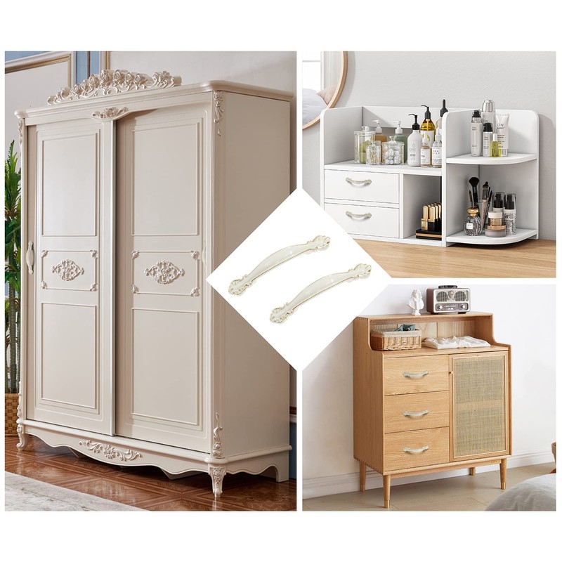 Jiozermi 10pcs Hardware Handle Pull for Cabinet Drawer, Ivory White