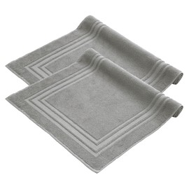 Komforttec 2-Piece Bath Mat Set, Terry Cloth Shower Mat, Washable Shower Mat & Bath Mat, 600 g/m² & 100% Cotton, Absorbent & Quick-Drying, 50 x 70 cm, Silver Grey