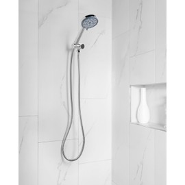 Duschkopf mit Brauseschlauch 3 Strahlarten Metall silber klassisch Suripa