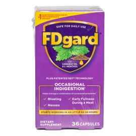 FDgard Gut Health Supplement, Indigestion, Nausea & Bloating, Upset Stomach, 72 Capsules