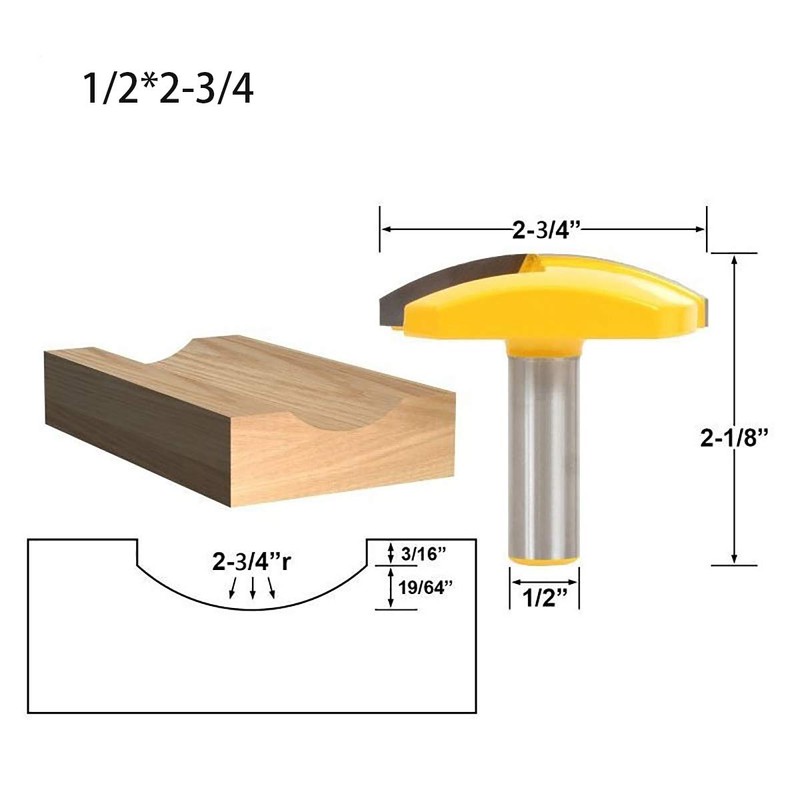 2-3/4 Inch Diameter Horizontal Crown Router Bit 1/2-Inch Shank Router