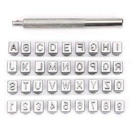 OwnMy Capital Letters and Numbers Stamp Set, 1/4” / 6mm Alphabet Stamp Tools Set Leather Craft Stamping Tools Leather Art Craft Tool (6mm - 36pcs)