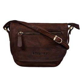 STILORD 'Elsa' Shoulder Bag Women's Leather Small Handbag Women Vintage Small Women's Bag Going Out Evening Bag Party Bag Leisure Bag Genuine Leather, Tisco - Brown, vintage