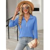 TICTICMISS Women's 3/4 Sleeve Tops V Neck T Shirts Zipper