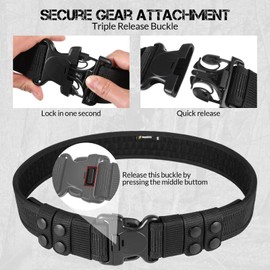 VOTAGOO GEAR Duty Belt 2'' Police Belts with Hook Lining, Adjustable Nylon Tactical Belt for Law Enforcement Officers with 4 Belt Keeper